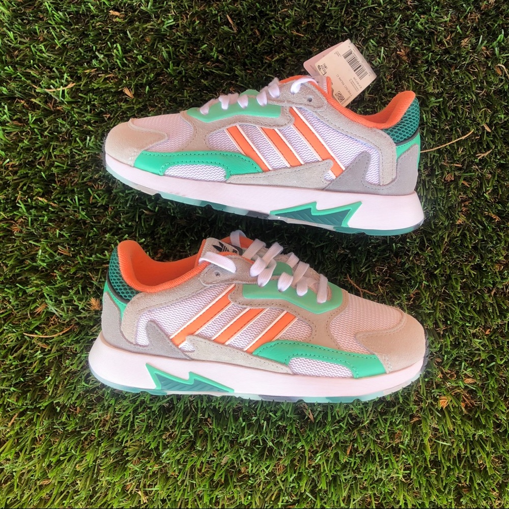 adidas Sunset Blaze/Green/Orange shoes size 2.5 - Picture 3 of 7